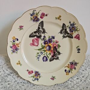 Handcrafted Butterfly & Floral Vintage China Decorative Plate – 10"